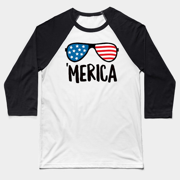 Merica Shades Baseball T-Shirt by DetourShirts